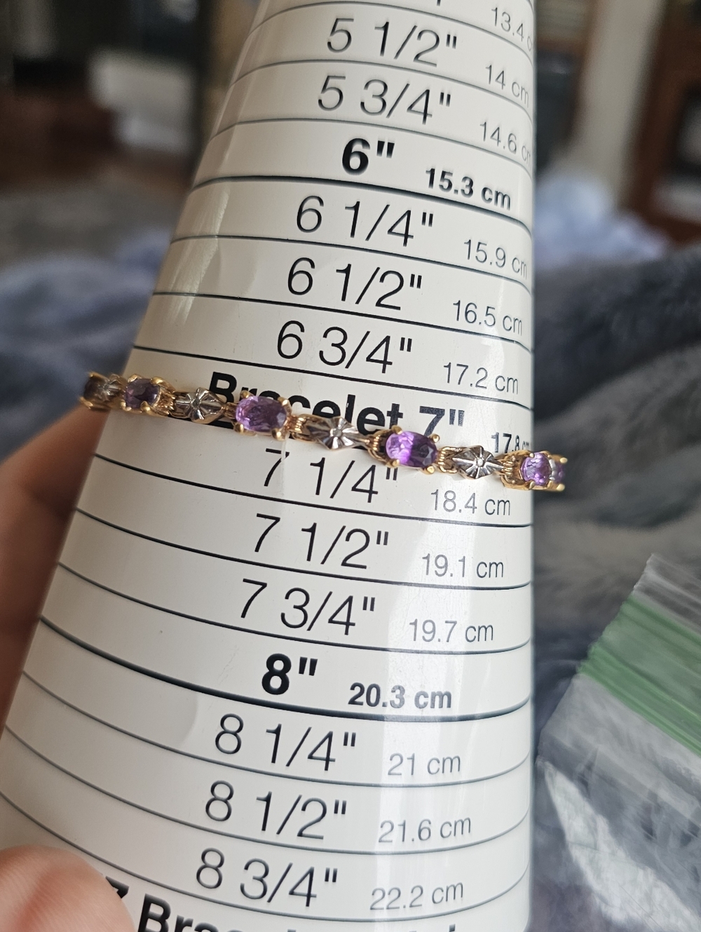Sterling amethyst & diamond bracelet. Stamped 925 has a gold wash. Beautiful! - Picture 5 of 5